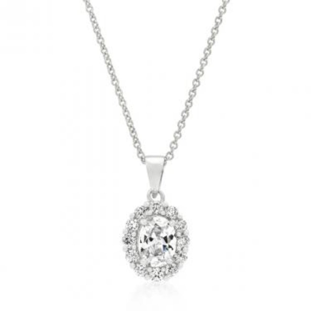 gorgeous ladies white gold plated 5ctw CZ diamond 18" designer bridal necklace - Picture 2 of 2